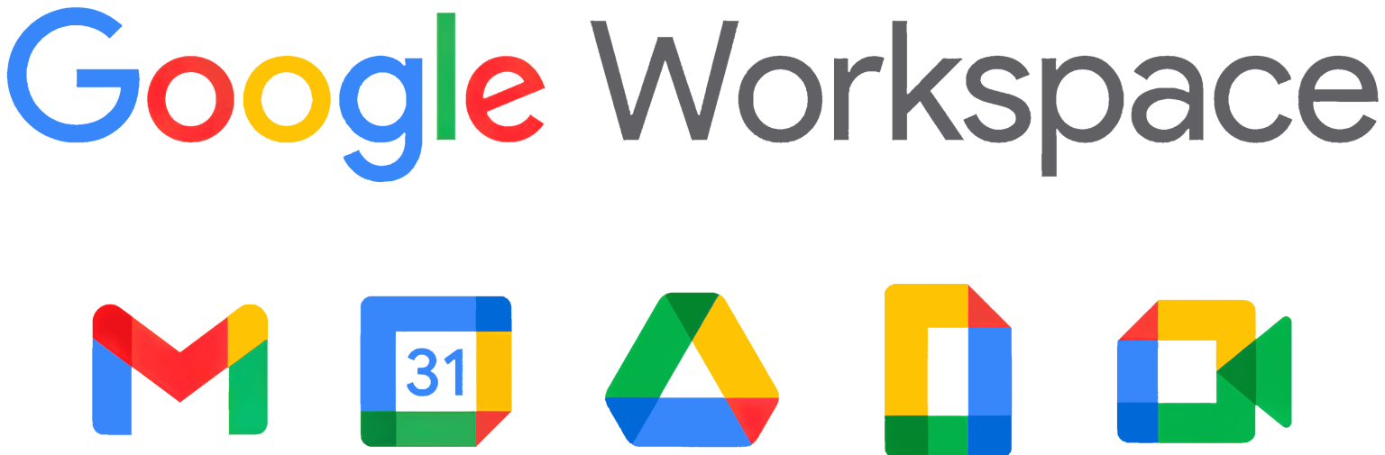 Google Workspace con Gmail, Calendar, Drive, Docs y Meet